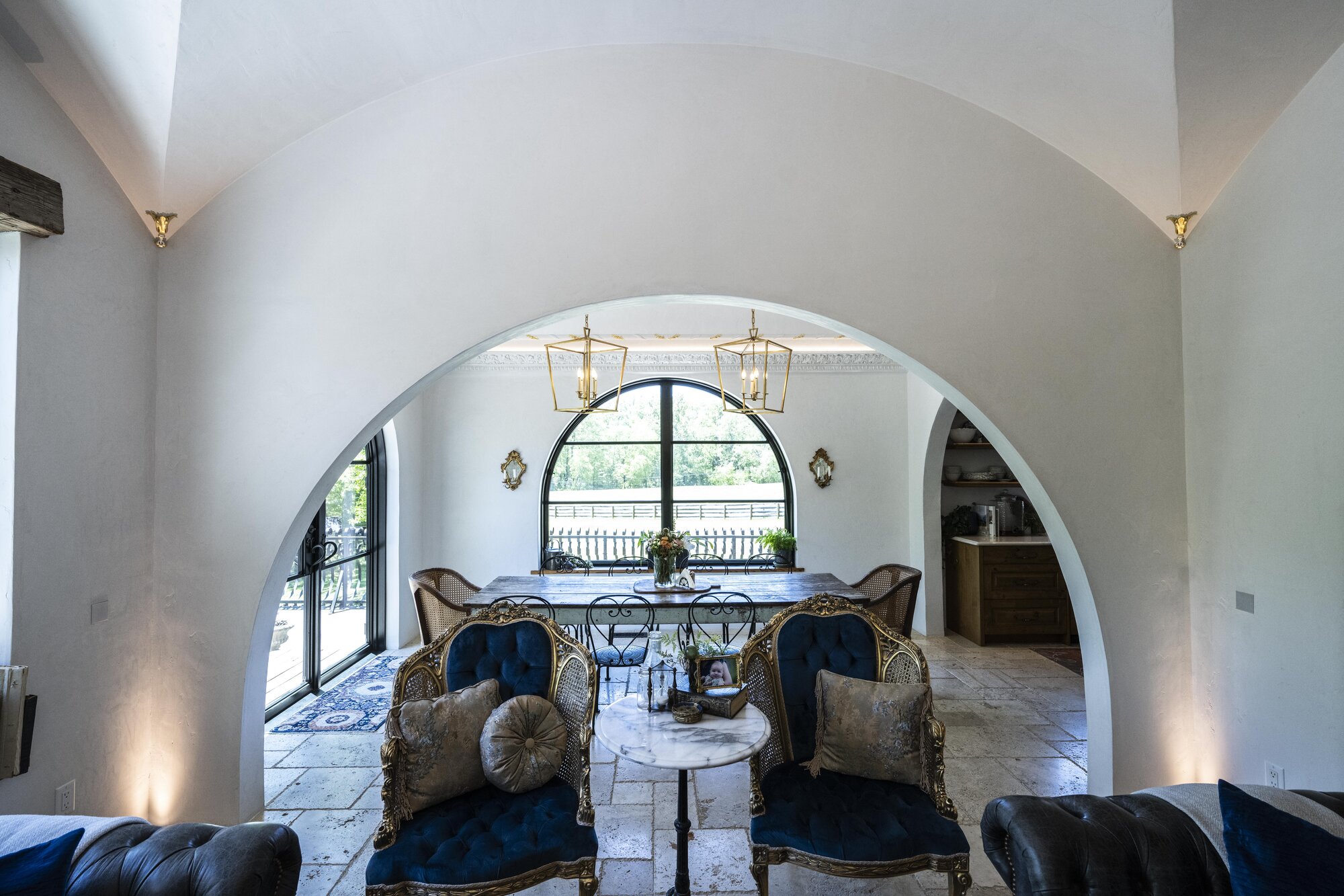 Ornamental decorative plaster in a residential interior, Appalachian Stone Manor